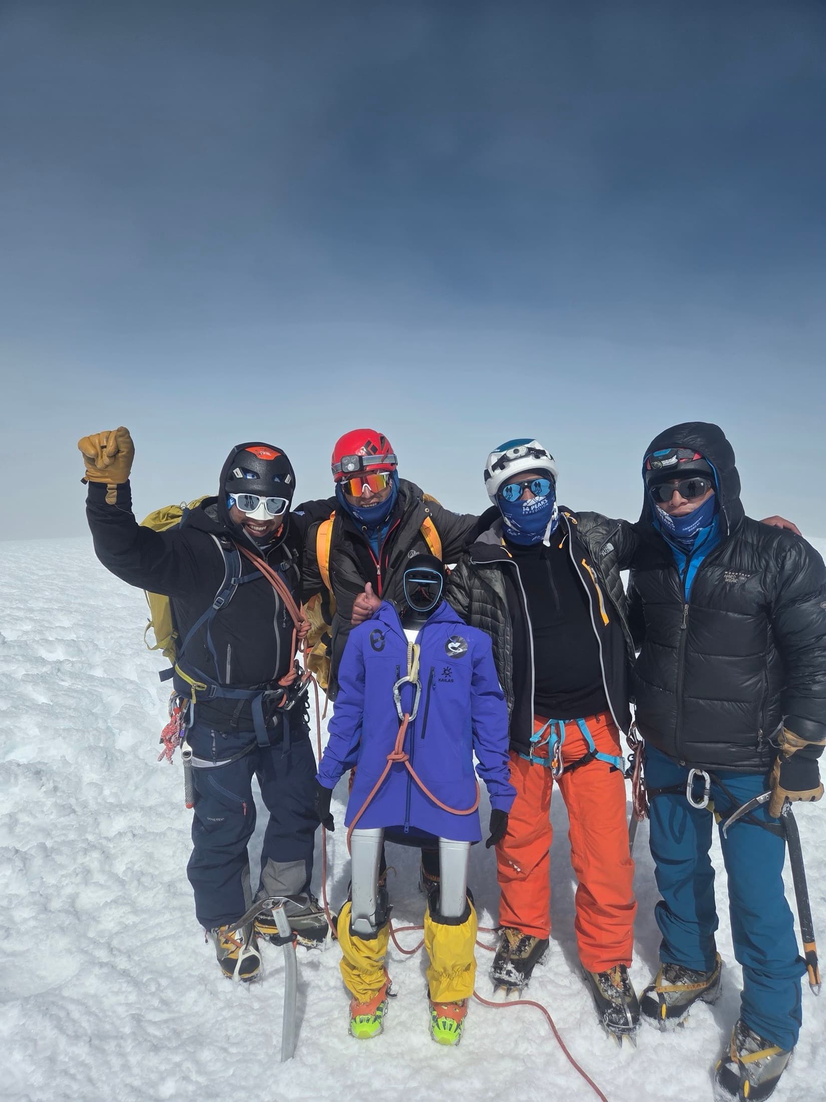 The humanoid robot roped in on the summit of Chimborazo with four climbers